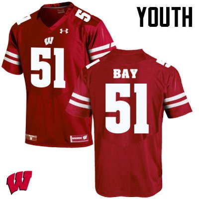 Youth Wisconsin Badgers NCAA #51 Adam Bay Red Authentic Under Armour Stitched College Football Jersey VF31Q38AG